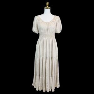 Easel viscose linen blend oatmeal color boho maxi dress size M